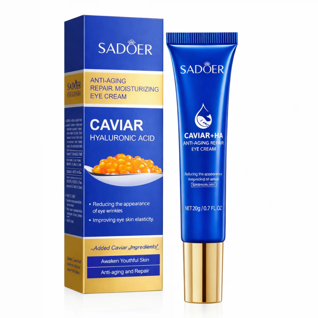 Cremă de Ochi Anti-Aging Sadoer Caviar și Acid Hialuronic, 20g