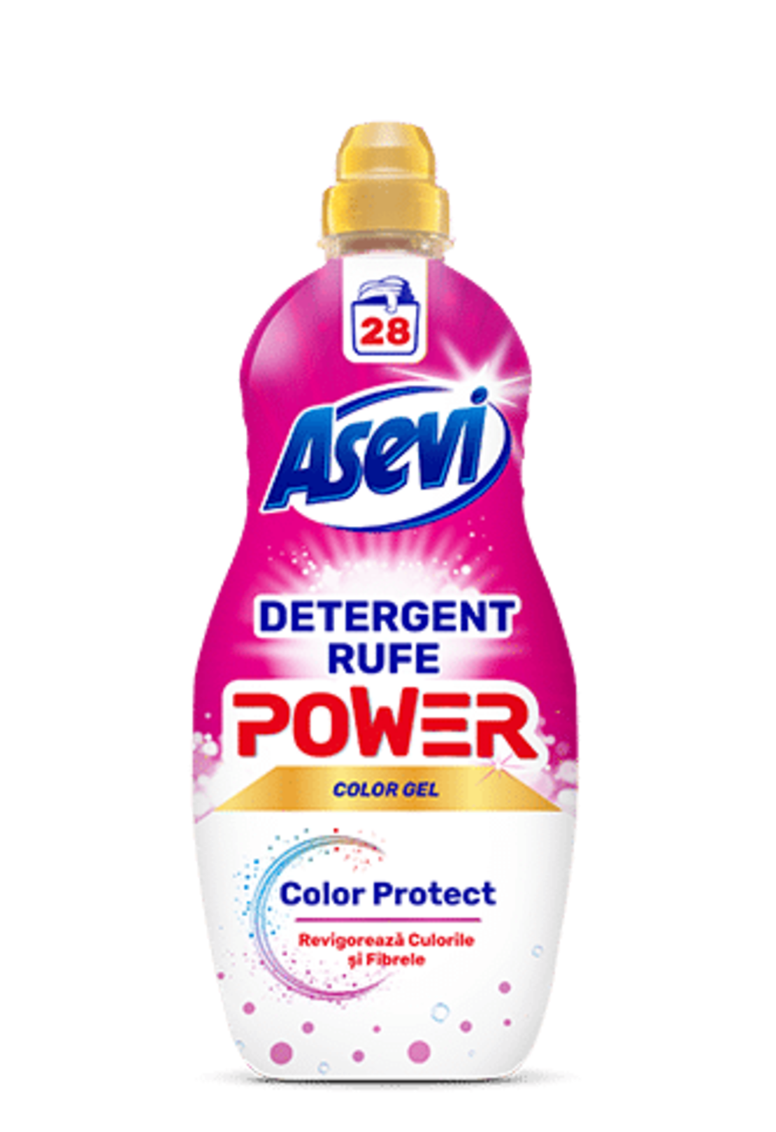 Detergent Lichid Asevi Power Color Gel Color Protect, 28 Spălări, 1.4L