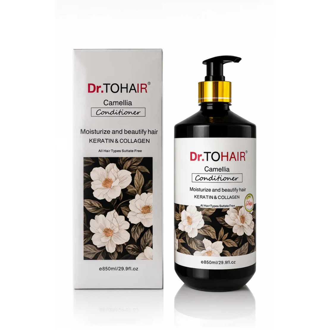 Balsam Hidratant și Iluminator Dr.TOHAIR Camellia Conditioner Keratin & Collagen, 850ml