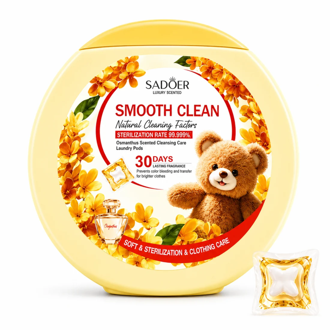 Capsule Detergent de Rufe Sadoer Smooth Clean Osmanthus Scent, 36 bucati