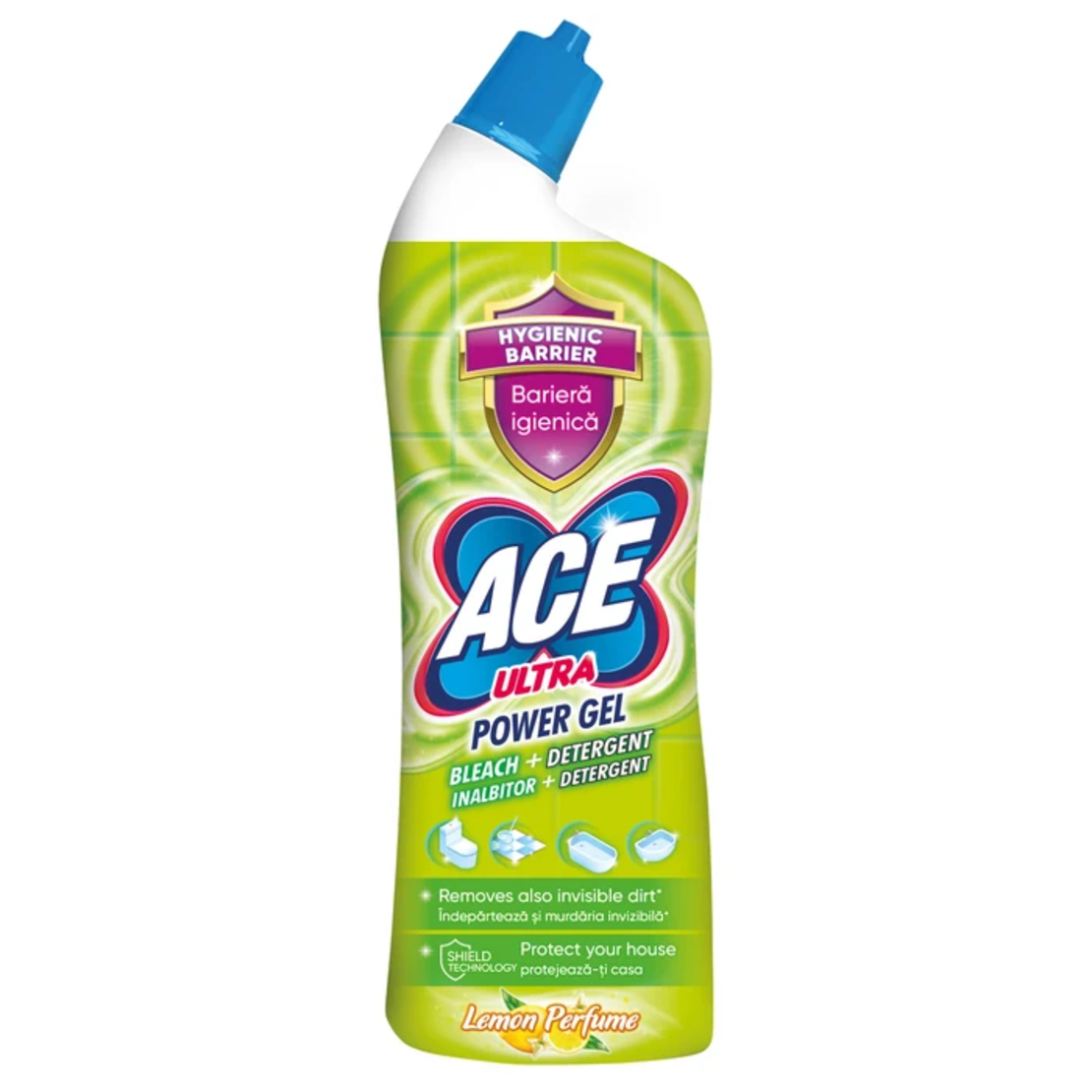Gel de curățat și înălbitor cu clor ACE Ultra Power Gel Lemon Perfume, 750ml
