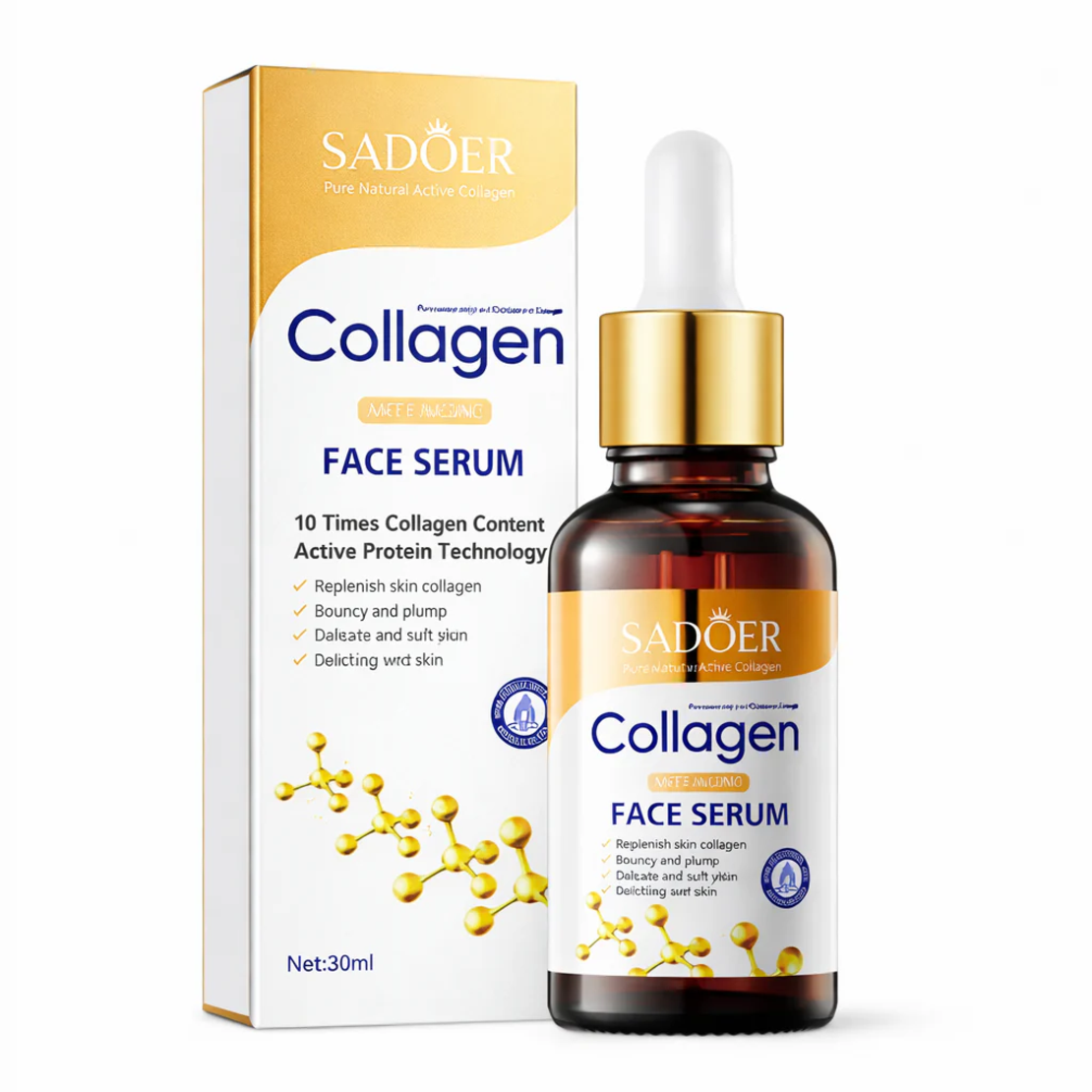 Ser Facial Reinergizant cu Colagen Sadoer Collagen Face Serum Active Protein, 30ml