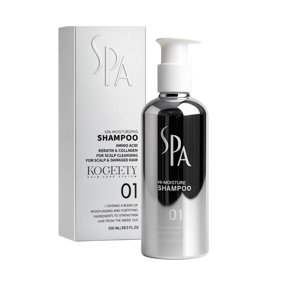 Șampon Hidratant Kogeety SPA 01 cu Aminoacizi, Keratină și Colagen, 500ml