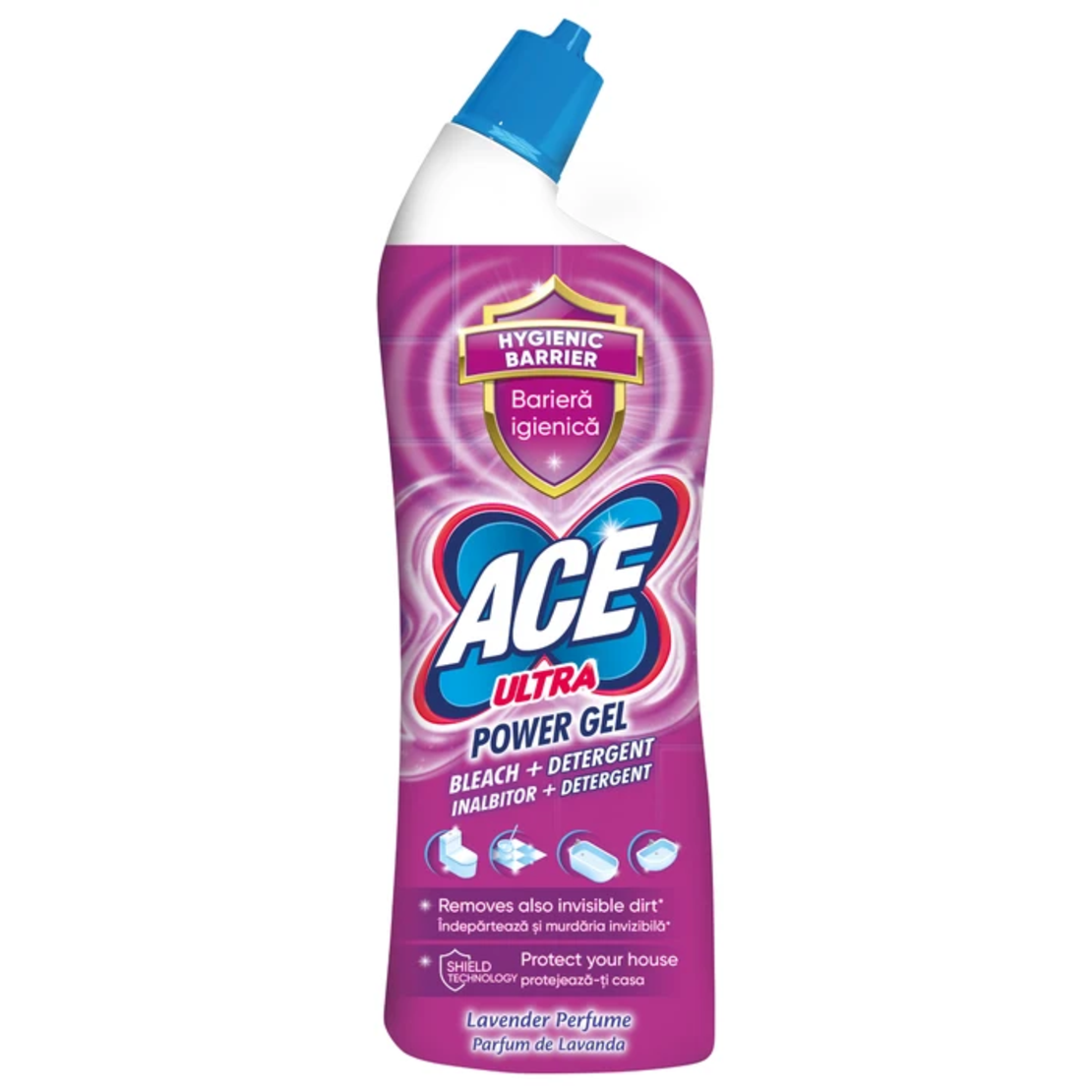 Gel de curățat și înălbitor cu clor ACE Ultra Power Gel Lavender Perfume, 750ml