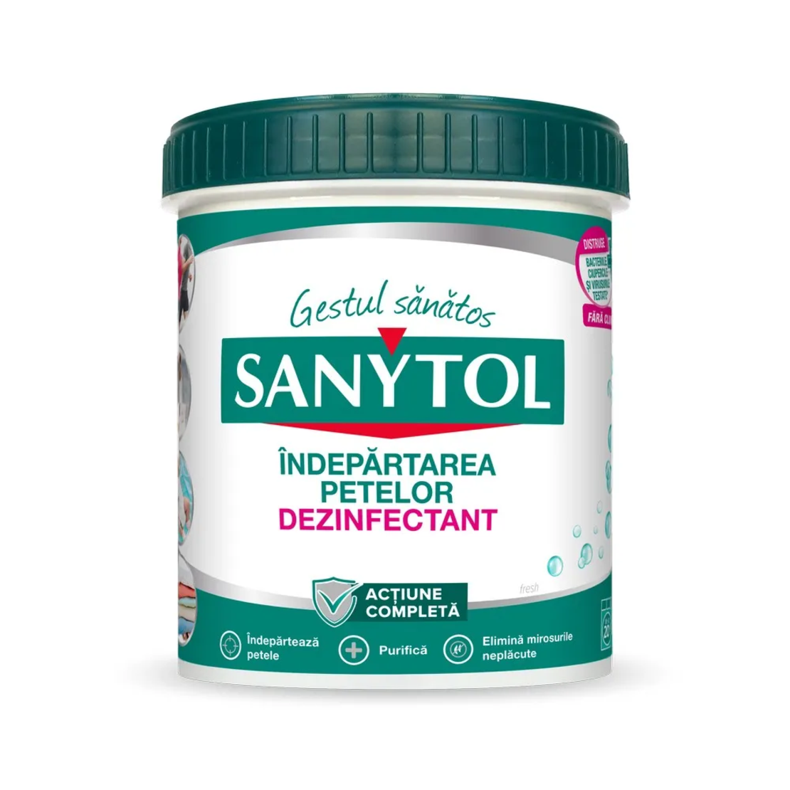 Pudră Dezinfectantă fără Clor Sanytol pentru Îndepărtarea Petelor și Igienizarea Hainelor, 450 g