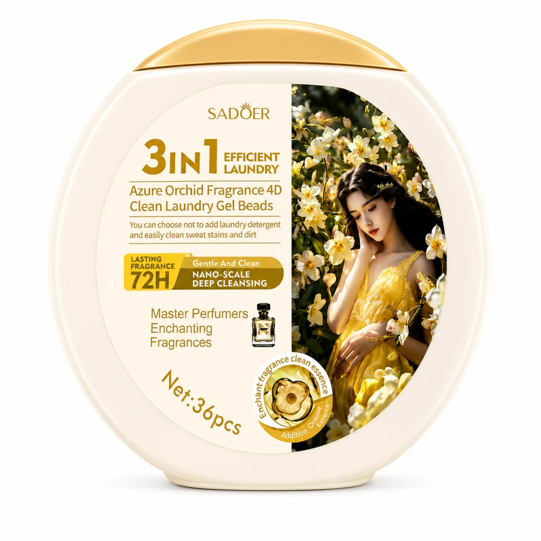 Capsule Detergent de Rufe Sadoer 3 in 1 Efficient Laundry Azure Orchid, 36 bucati