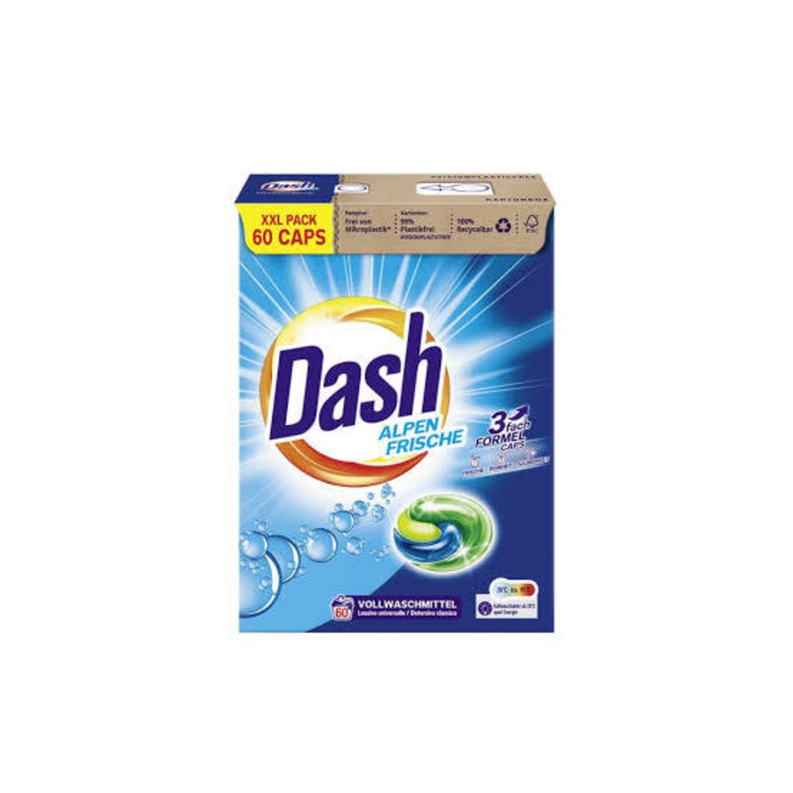 Detergent de Rufe Capsule Dash 3in1 Alpen Frische, XXL Box, 60 Spălări