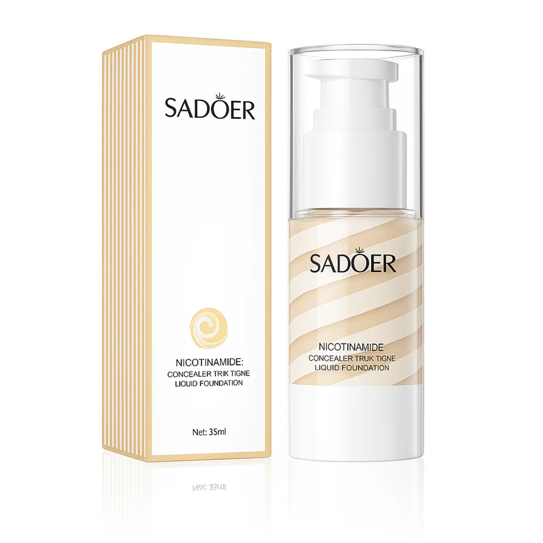 Fond de Ten Lichid Hidratant Sadoer Nicotinamide Concealer Two-Tone Liquid Foundation, 35ml
