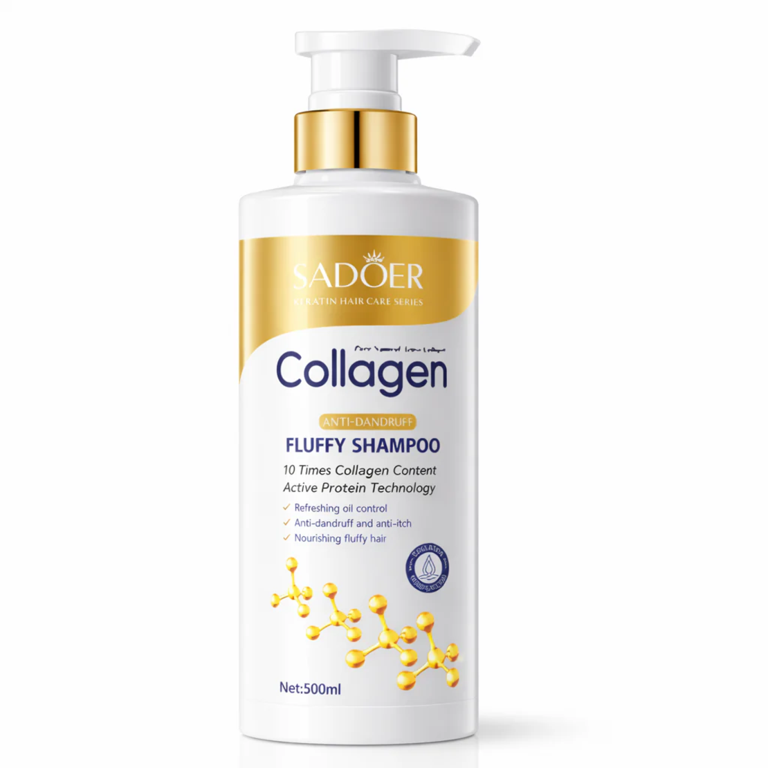Șampon Anti-Mătreață și Volumizant Sadoer Collagen cu Colagen și Proteine Active, 500ml