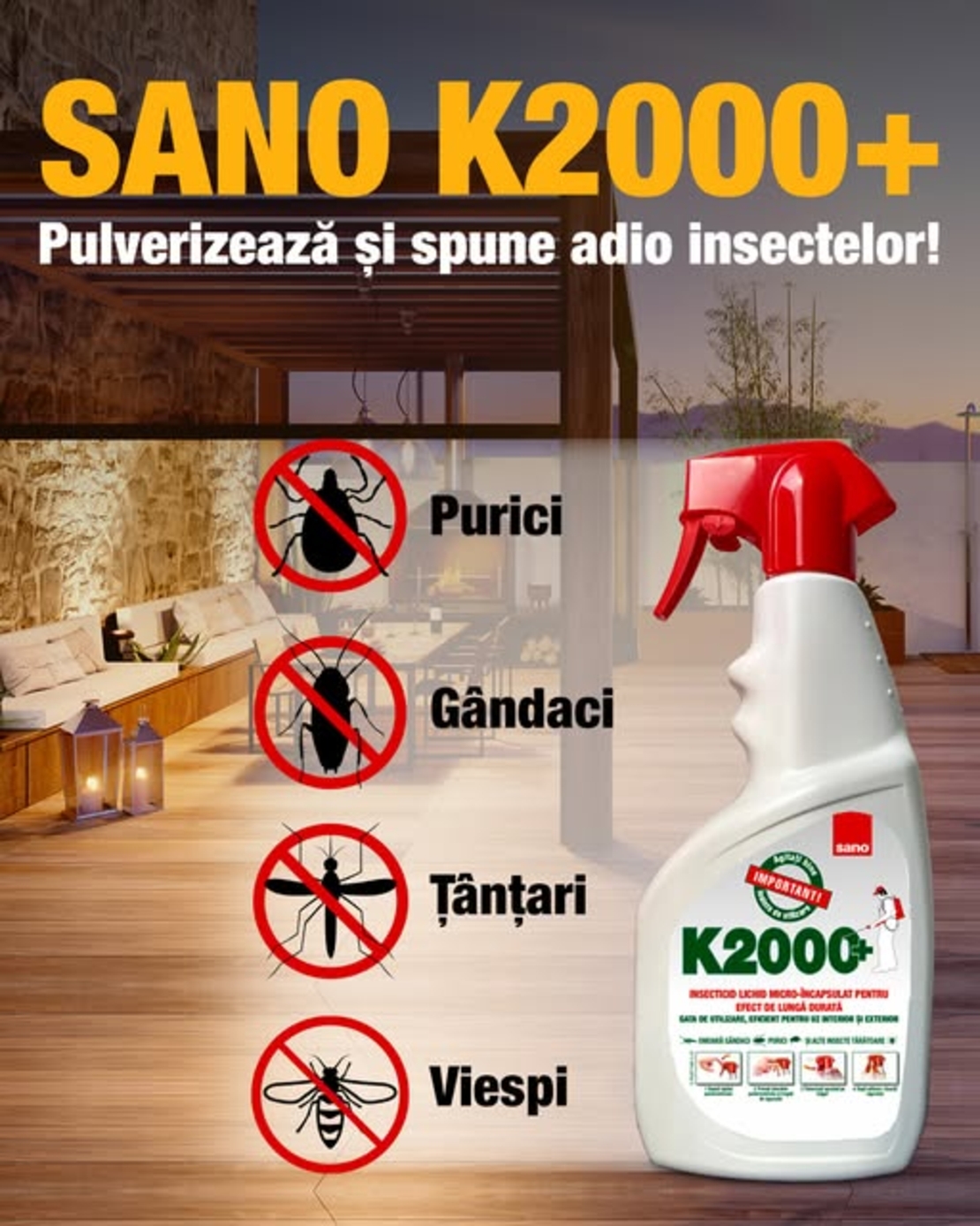 Insecticid lichid micro-încapsulat Sano K2000 Plus cu trigger