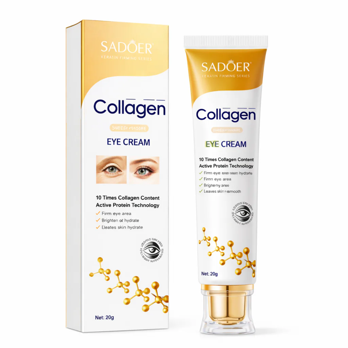 Cremă de Ochi Anti-Aging Sadoer Collagen cu Colagen și Proteine Active, 20g