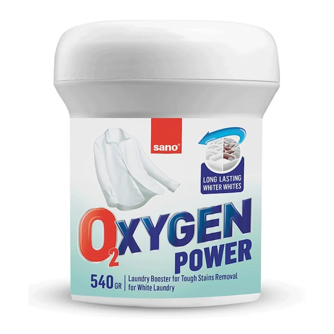Pudră pentru Îndepărtarea Petelor și Înălbire Fără Clor Sano Oxygen Power White, 540 g