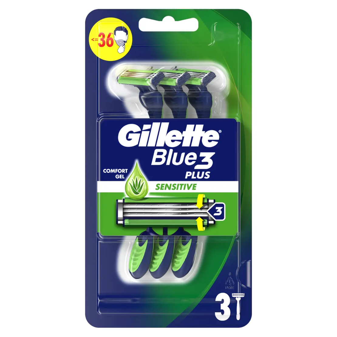 Set 3 Aparate de Ras de Unică Folosință pentru Bărbați Gillette Blue3 Plus Sensitive