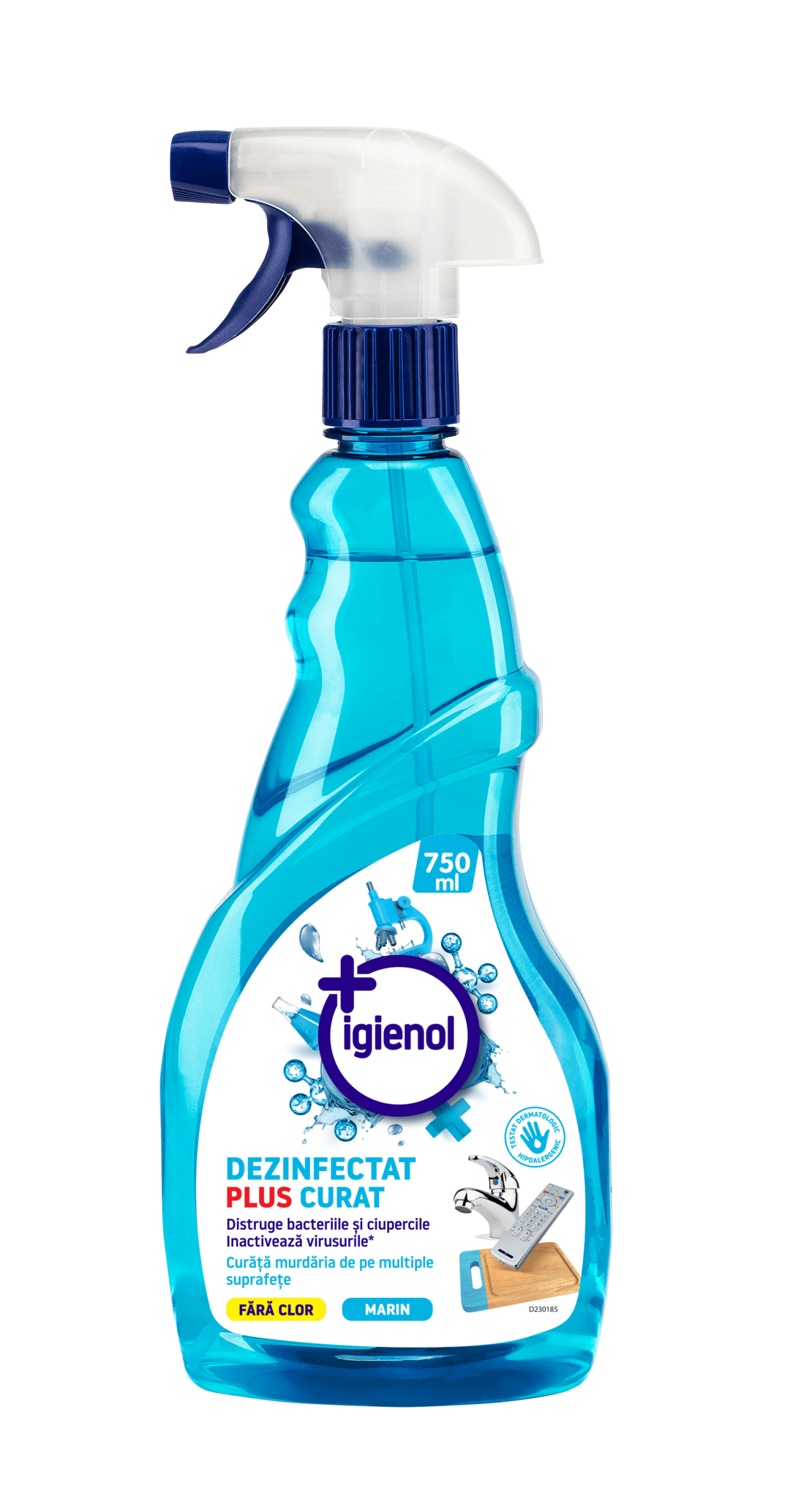 Dezinfectant spray pentru suprafețe Igienol Plus Curat Marin fără clor, 750ml