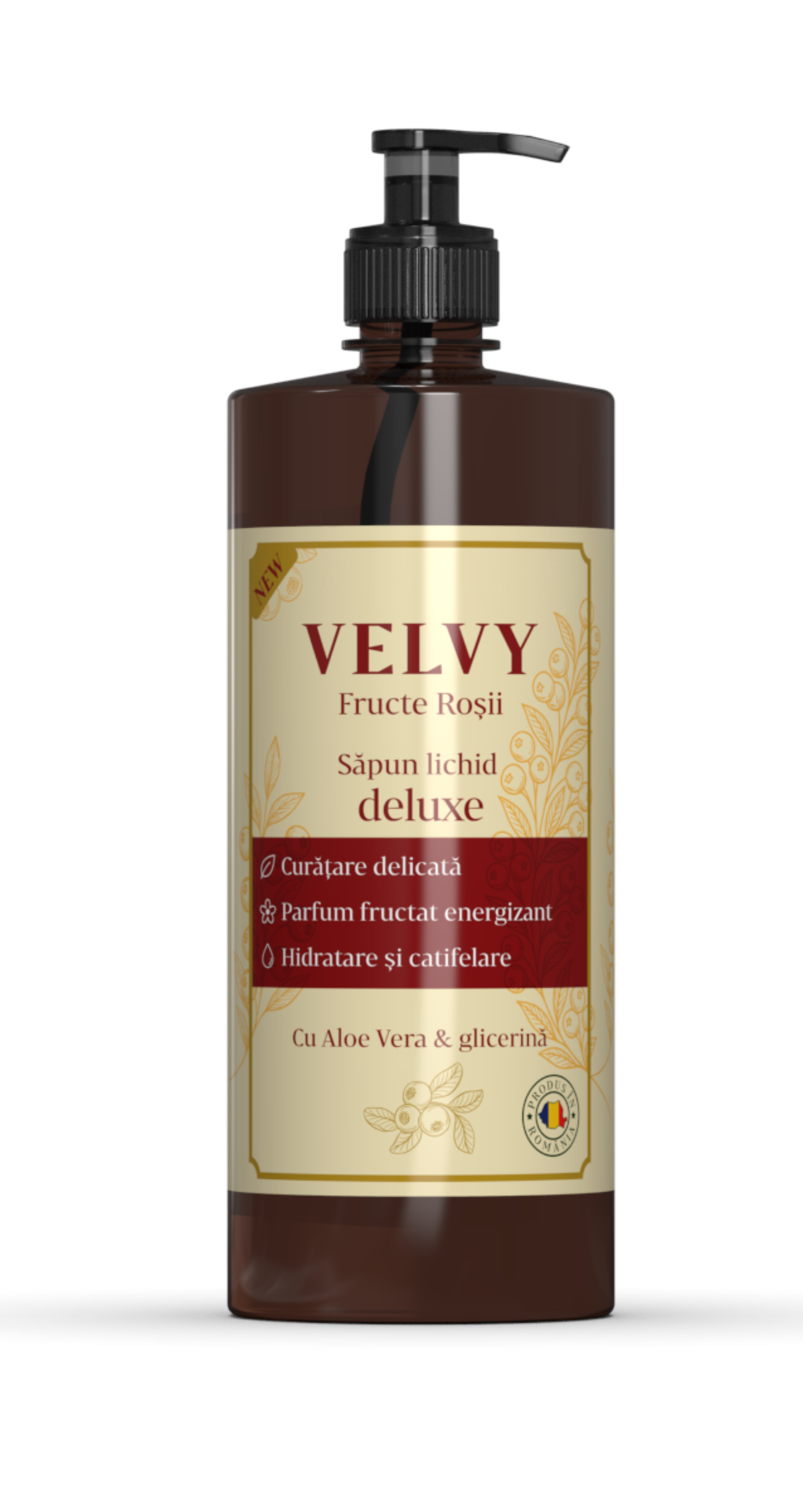 Sapun lichid VELVY FRUCTE ROSII 400 ml.