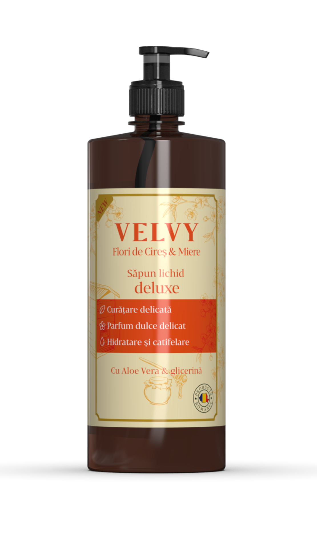 Sapun lichid VELVY FLORI DE CIRES SI MIERE 400 ml.