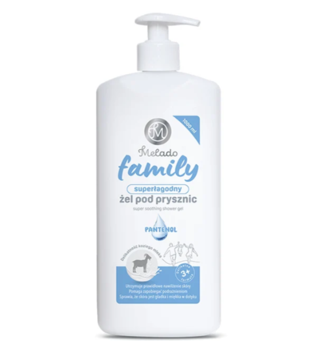 MELADO - Gel de dus family cu extract de lapte de capra, 1000ml
