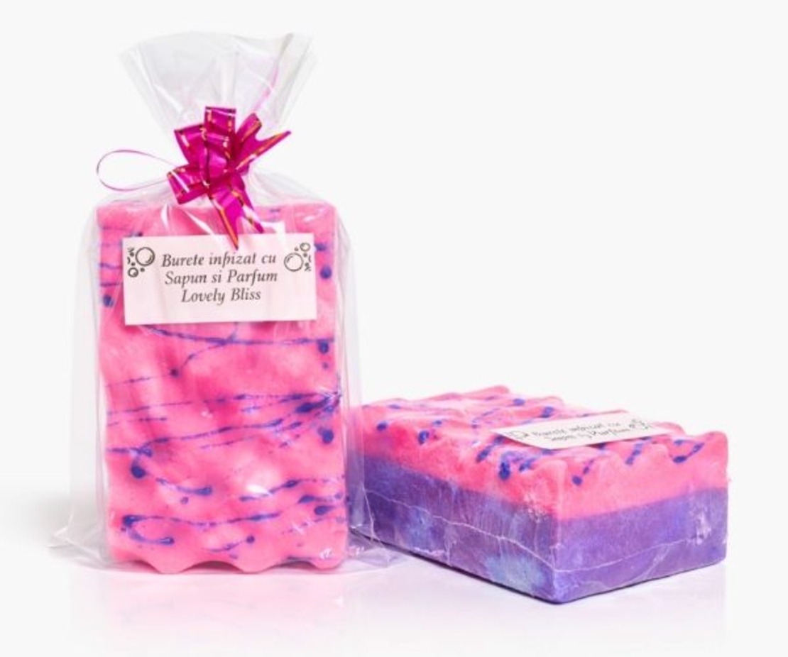 Burete de Baie Exfoliant cu Săpun –Lovely Bliss