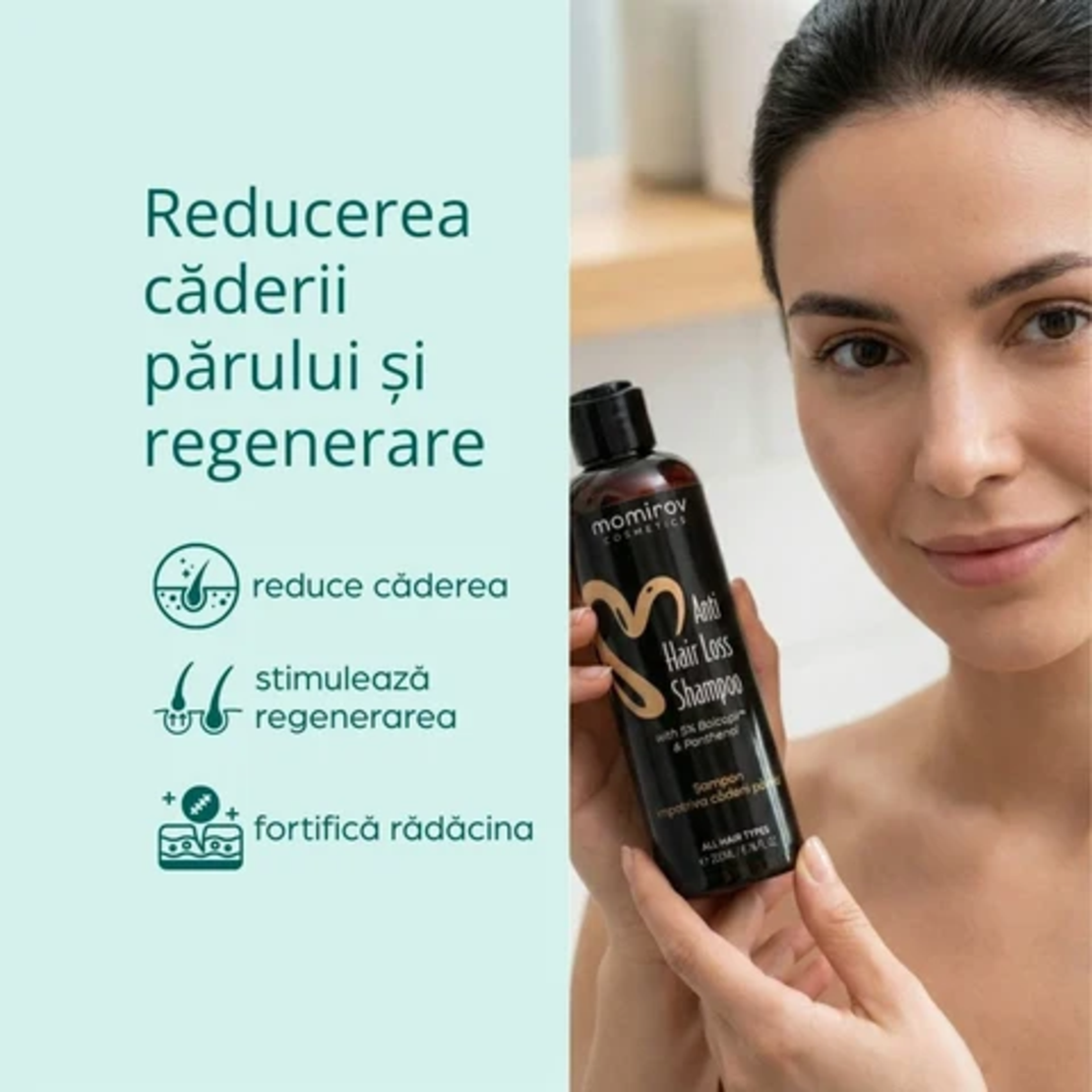 Momirov-Șampon împotriva căderii părului cu 5% Baicapil și Pantenol, 200 ml