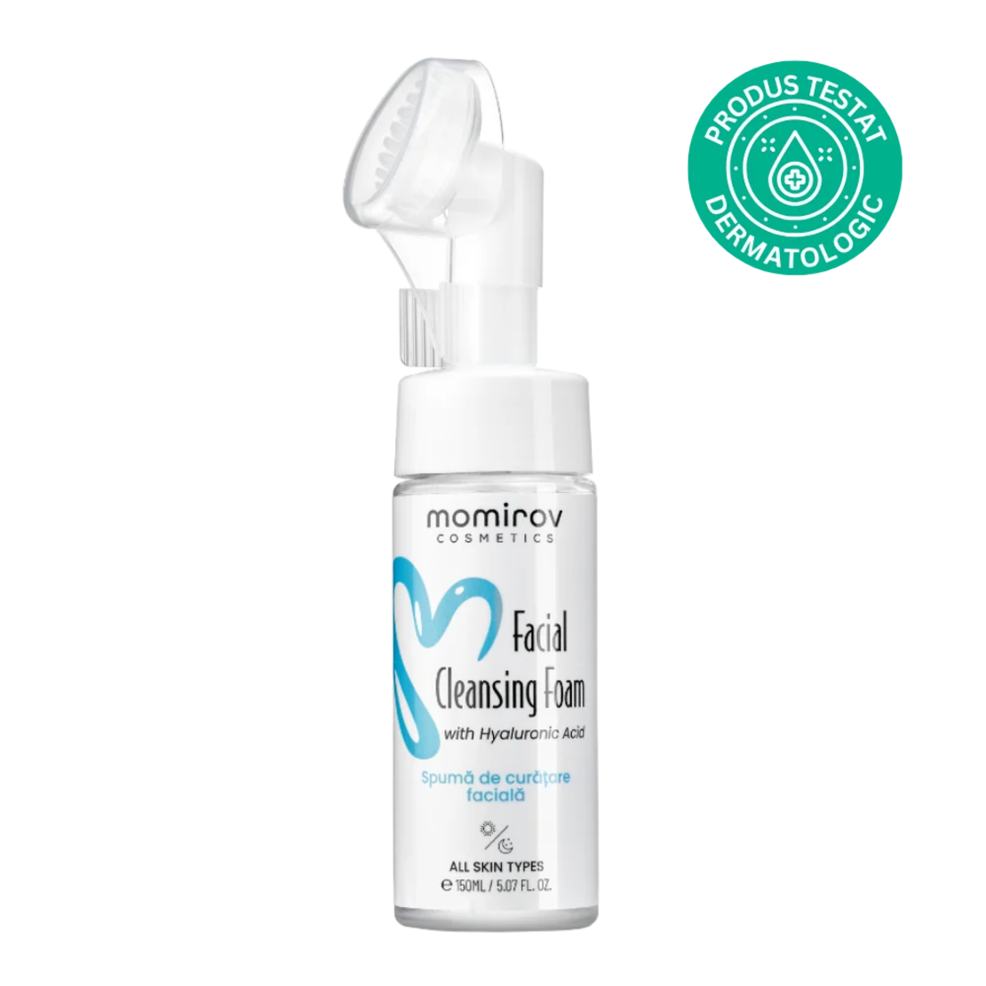 Momirov-Spumă de curățare cu perie inclusă și acid hialuronic, 150 ml
