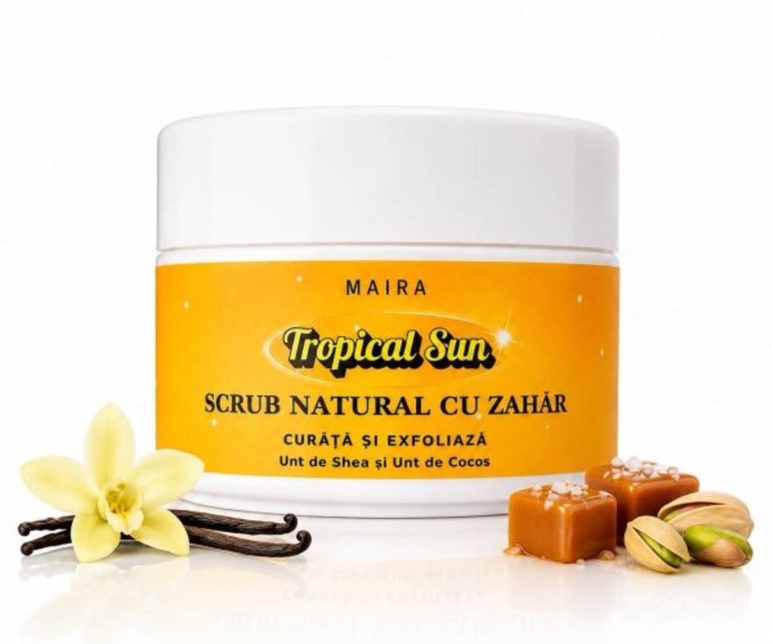 Scrub de Corp Emulsifiant cu Zahar Tropical Sun Parfum Dulce Gurmand 200g