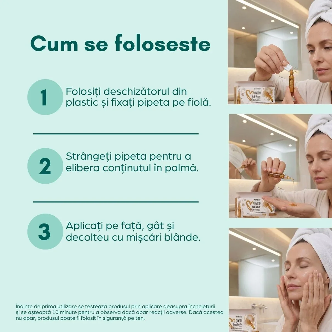 Momirov-Fiole Quattro Hyalo Booster cu 4D acid hialuronic - 10 fiole, 20 ml