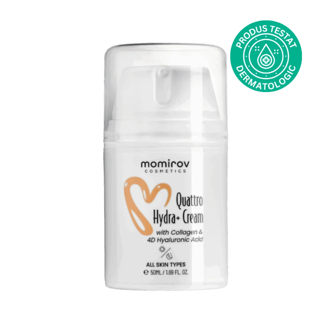 Momirov-Cremă Quattro Hydra+ cu colagen și 4 tipuri de acid hialuronic, 50 ml