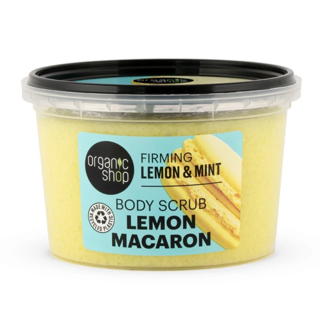 Set cadou Organic Shop Lemon Macaron cu scrub de corp 250 ml si souffle de corp 250 ml