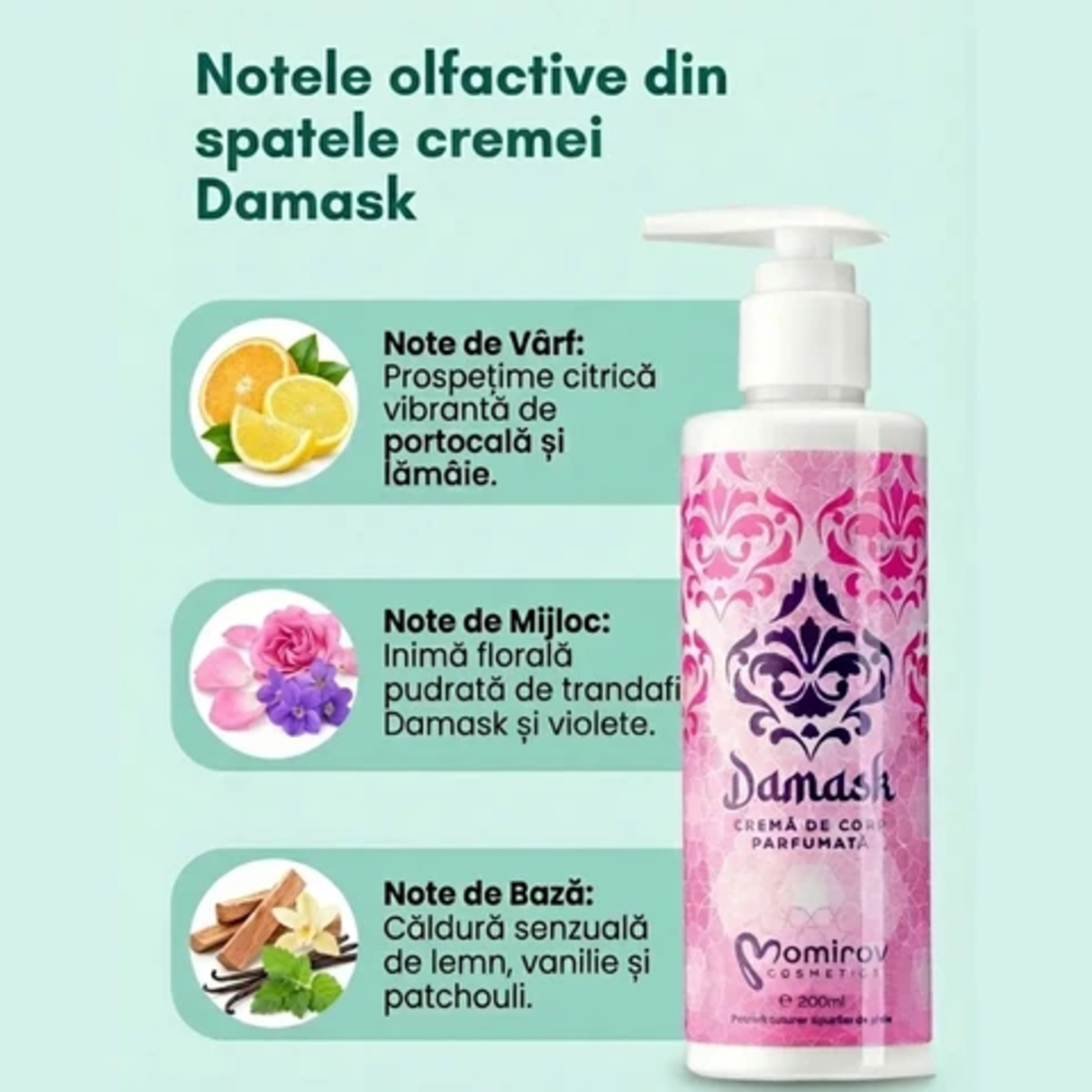 Momirov-Cremă de corp parfumată Damask, 200 ml