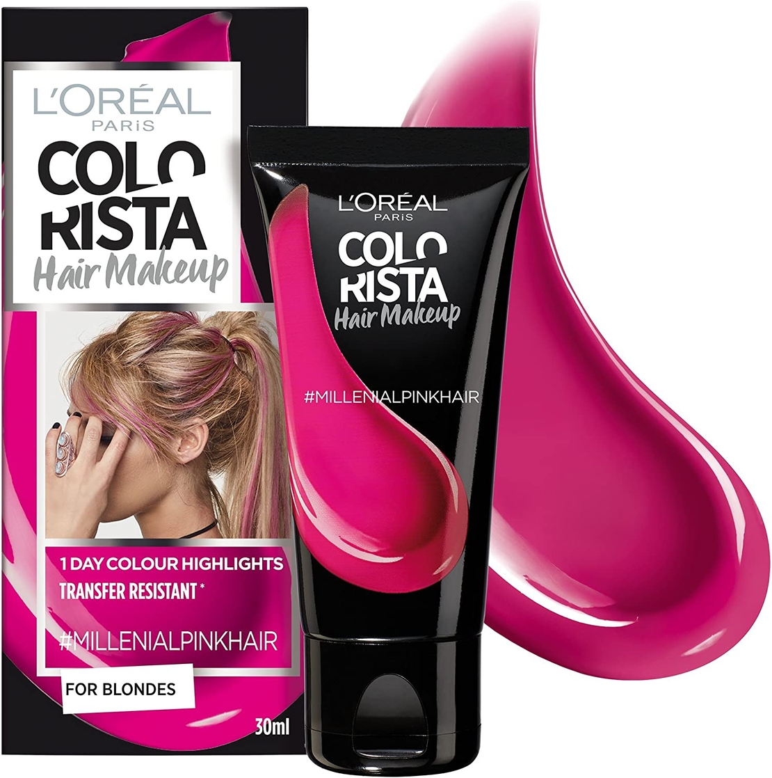 L'Oreal Paris, Colorista Hair Makeup, Semi-Permanent Hair Dye,  #MILLENIALPINK, 30 ml