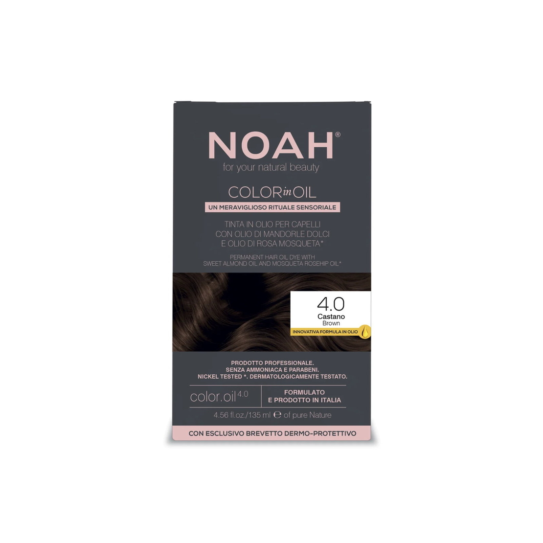 Noah, Color In Oil, Permanent Hair Colouring Oil, Grey Coverage & Long-Lasting Colour, 4.0 Brown, 135 ml