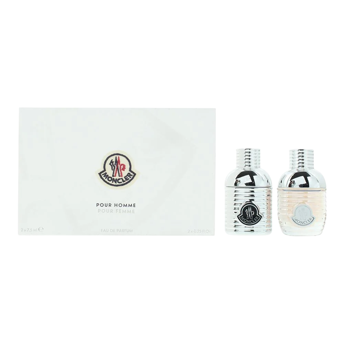 Set Moncler: Pour Homme, Eau De Parfum, For Men, 7.5 ml *Miniature + Pour Femme, Eau De Parfum, For Women, 7.5 ml *Miniature