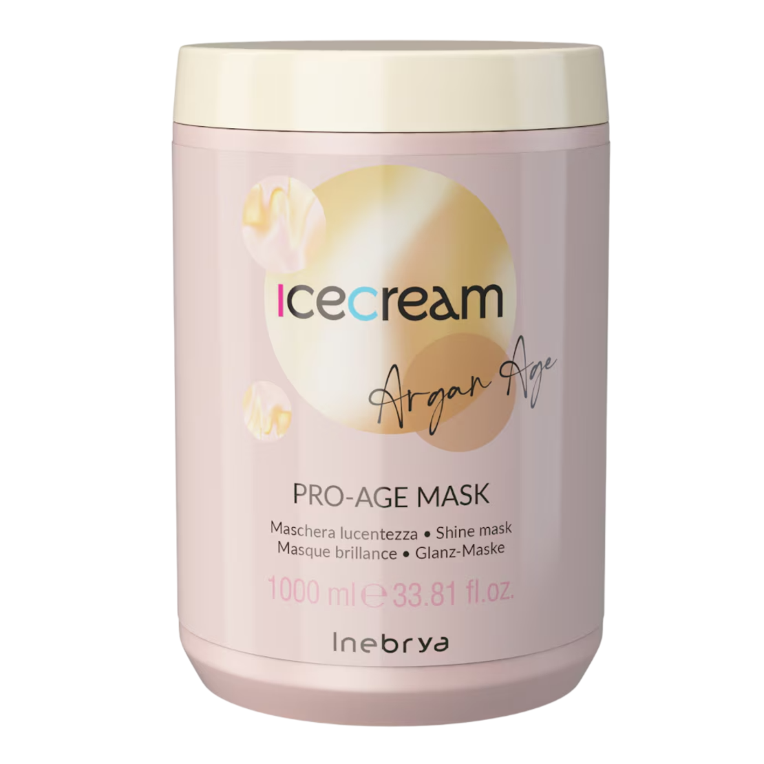 Inebrya, Ice Cream Pro-Age, Argan Oil, Hair Treatment Cream Mask, Shining, 1000 ml