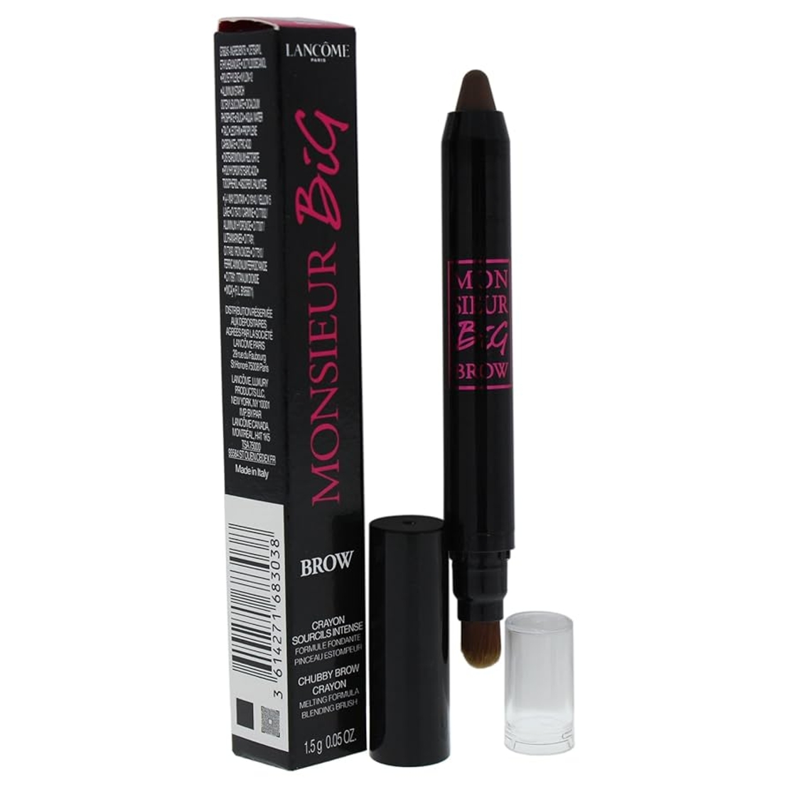 Lancome, Monsieur Big Brow, Blending, Eyebrow Cream Pencil & Brush 2-In-1, 03, Brown, 1.5 g