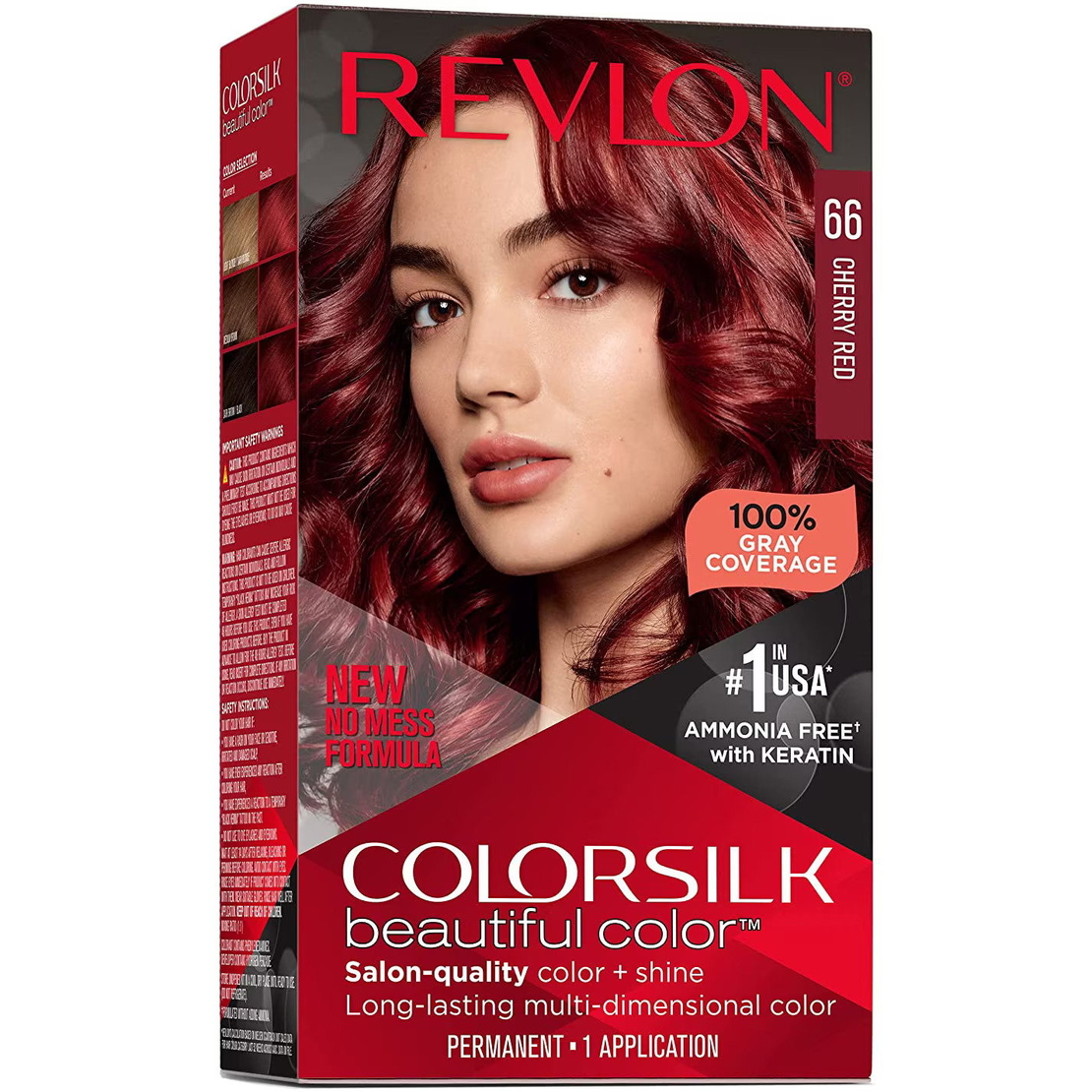 Revlon, Colorsilk, Permanent Hair Dye, 66 Cherry Red, 130 ml