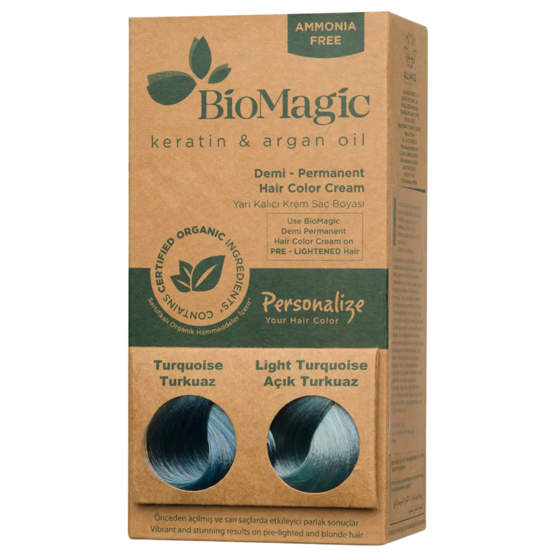 Biomagic, Biomagic, Keratin & Argan Oil, Demi-Permanent Hair Dye,  Turquoise, 250 ml *Tester