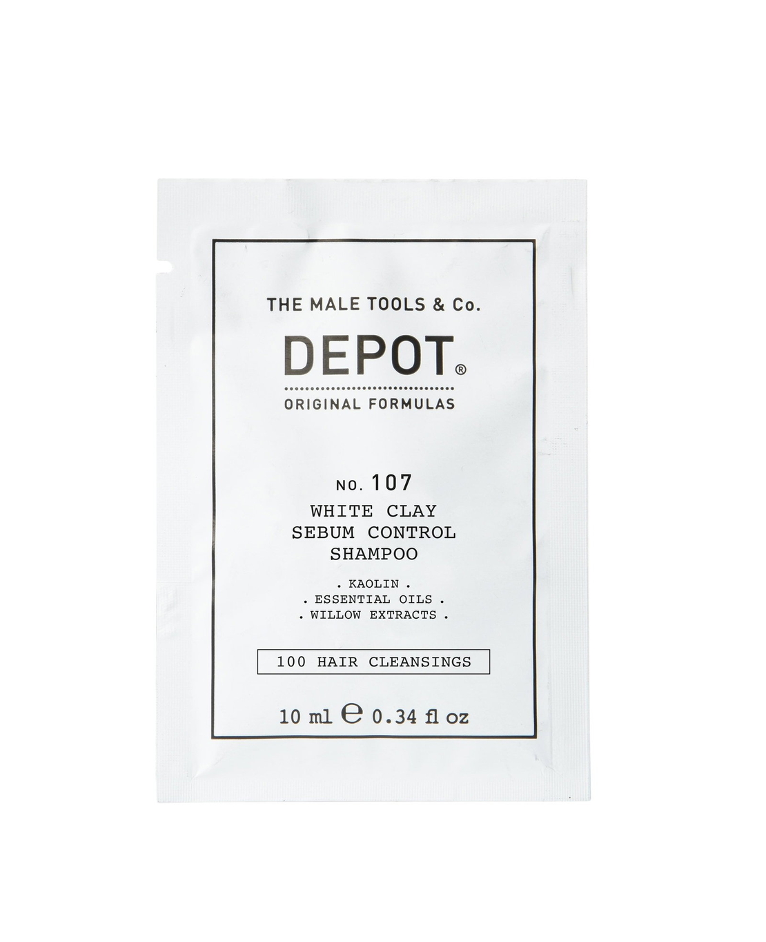 Depot, 100 Hair Cleansing No. 107, Kaolin, Hair Shampoo, For Regulation Of Excessive Sebum, 10 ml
