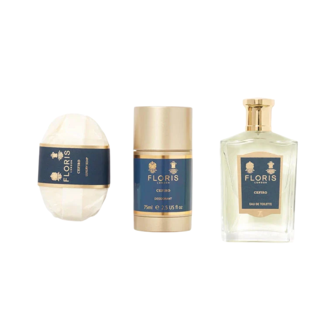 Set Floris Of London: Cefiro, Eau De Toilette, Unisex, 100 ml + Cefiro, Scented Soap Bar , 100 g + Cefiro, Anti-Perspirant, Deodorant Stick, Unisex, 75 g