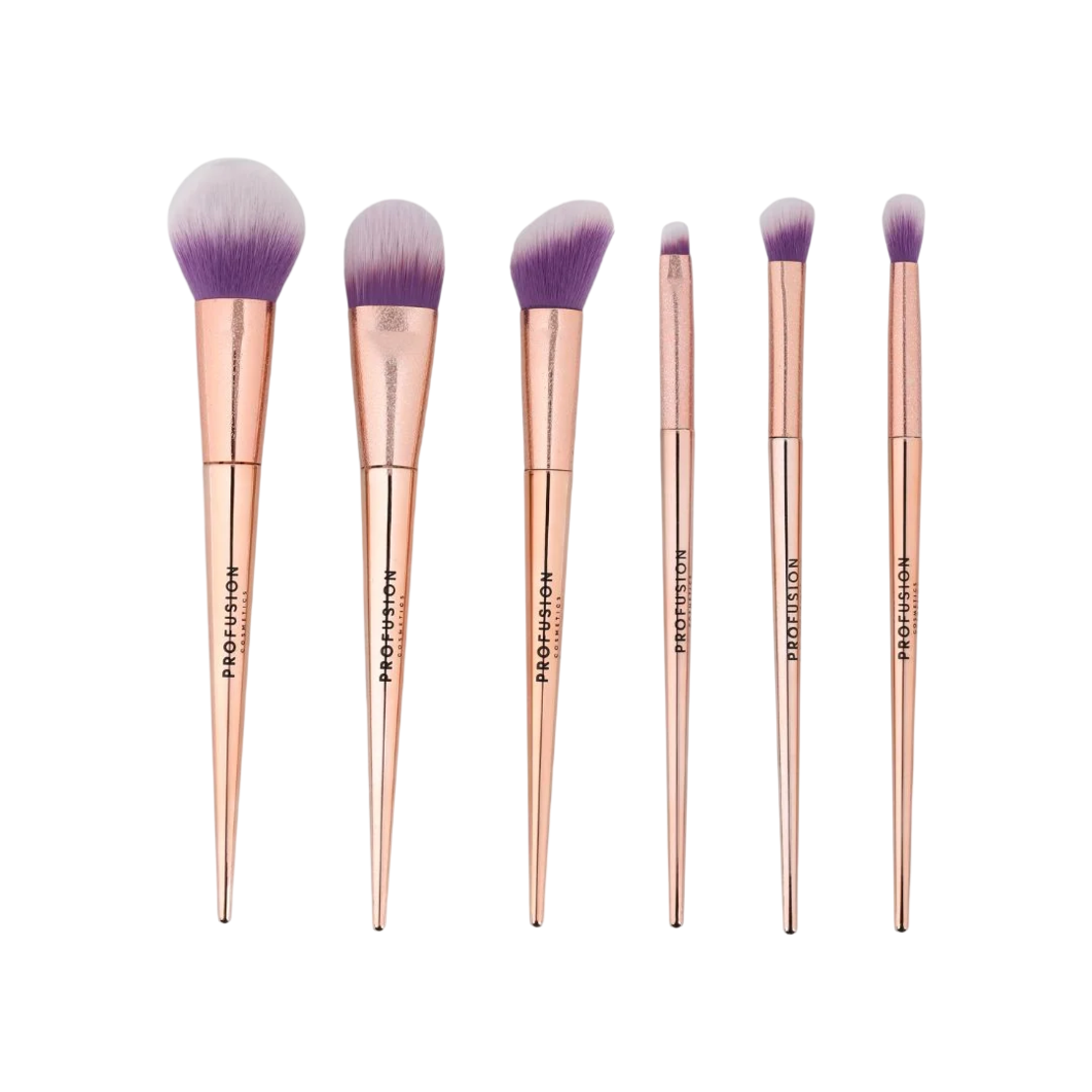 Set Profusion Cosmetics: Brush, Powder Brush + Brush, Foundation Brush + Brush, Multi Face Brush + Brush, Eyebrow Brush + Brush, Shader Brush, Multi Face Brush + Brush, Blending Brush, Multi Face Brush + Brush, Makeup Sponge + Brush, Makeup Sponge, *