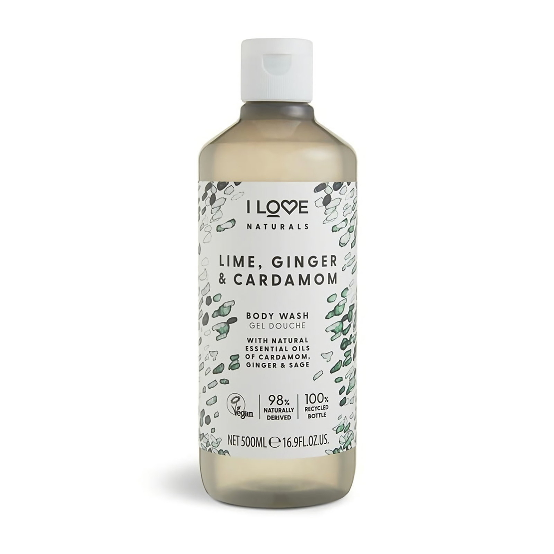 I Love, Naturals Collection, Vegan, Lime, Ginger & Cardamom, Hydrating, Shower Gel, For All Skin Types, 500 ml