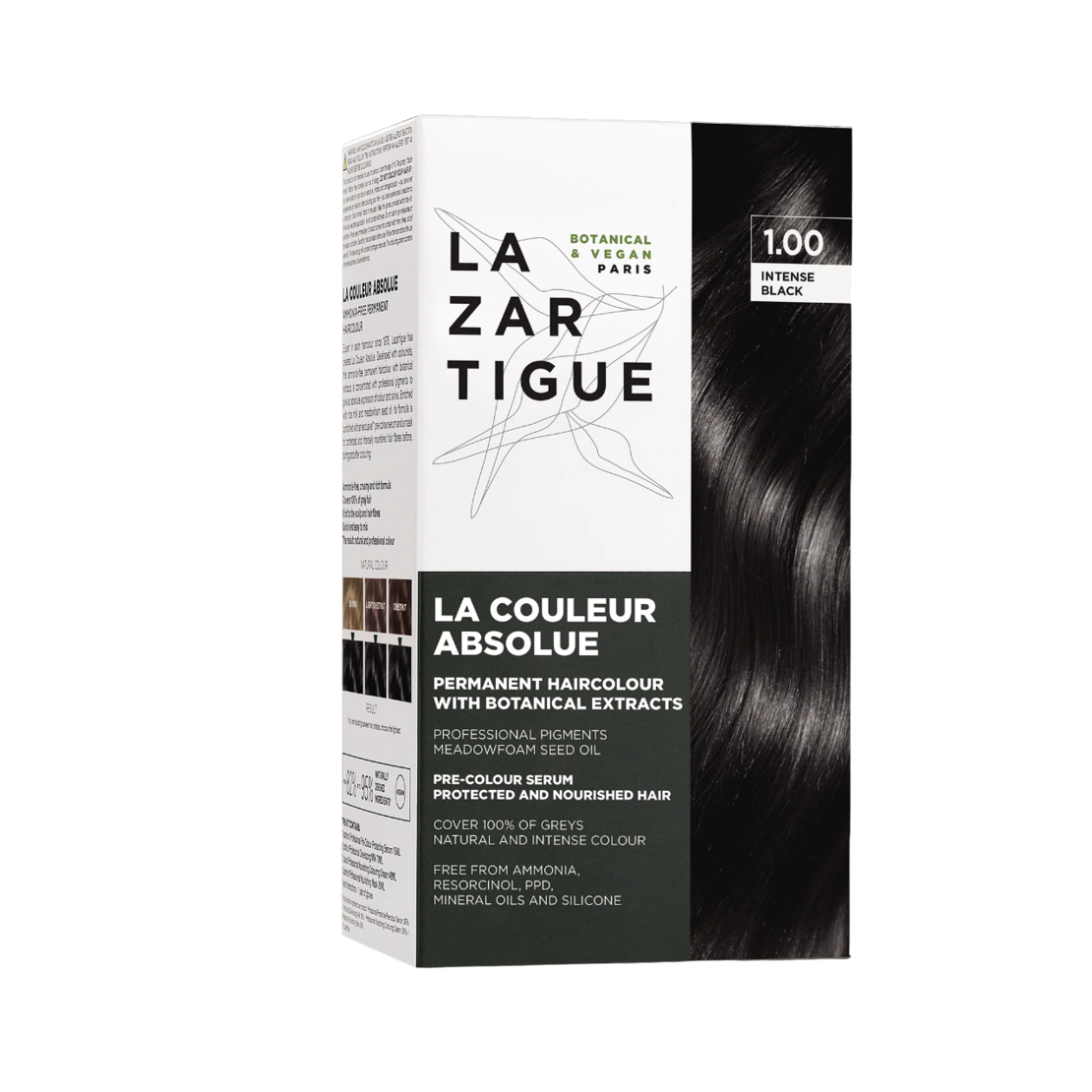 Lazartigue, La Couleur Absolue, Permanent Hair Dye, 1.00 Intense Black, 143 ml