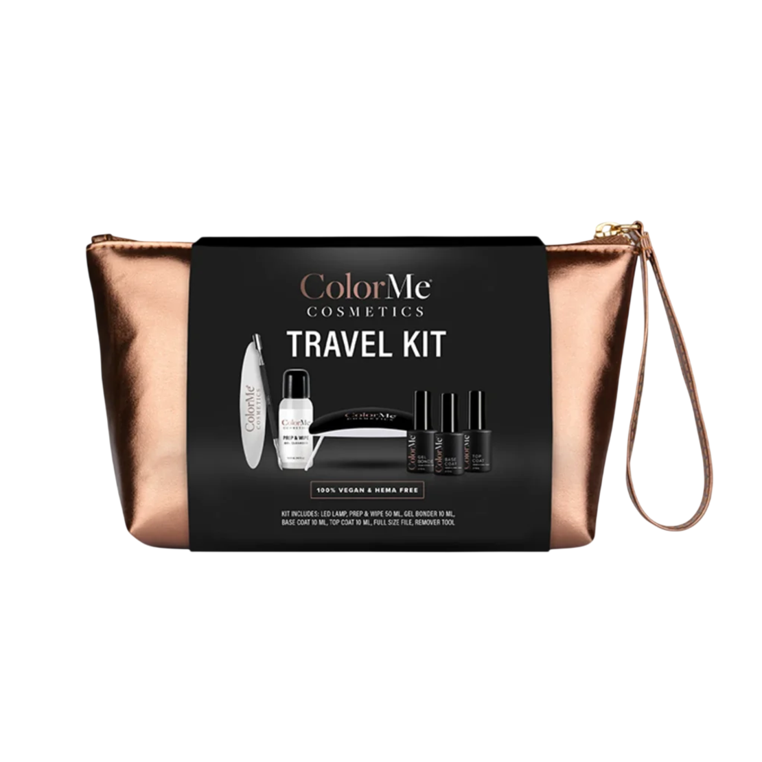 Set ColorMe Cosmetics: ColorMe, Zippered, GWP Textile Pouch + ColorMe, Gel, Semi-Permanent Nail Polish, 10 ml + ColorMe, Base Coat, Semi-Permanent Nail Polish, 10 ml + ColorMe, Top Coat, Semi-Permanent Nail Polish, 10 ml + ColorMe, Nail File + ColorM