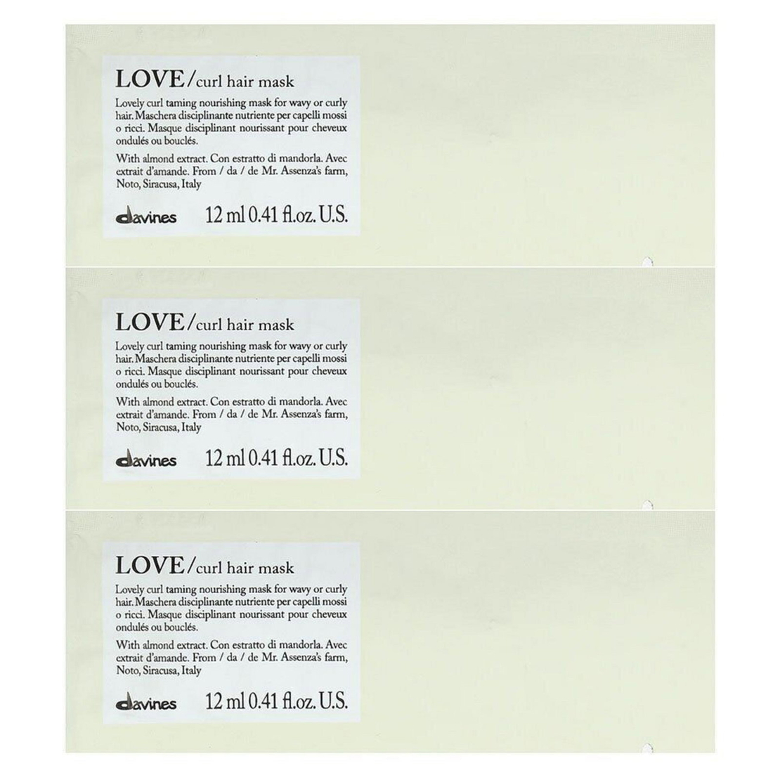 Davines, Love, Hair Treatment Cream Mask, 12 pcs, 12 ml