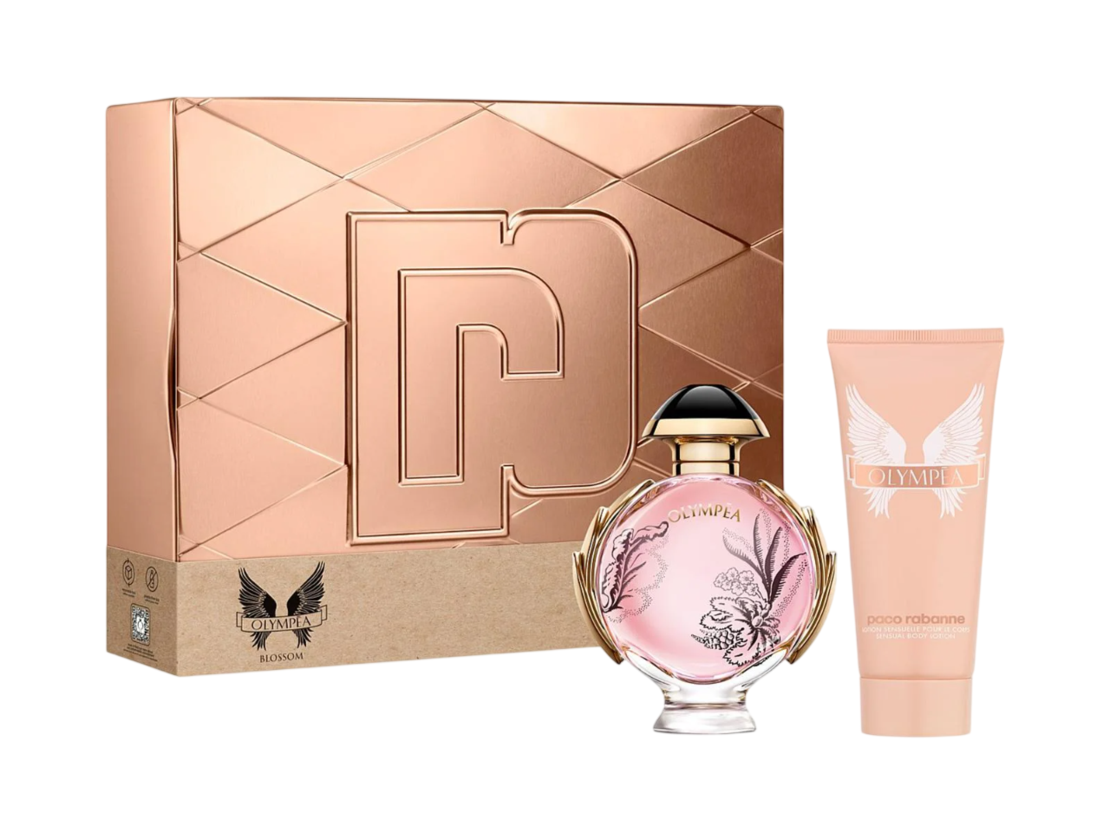 Set Paco Rabanne: Olympea Blossom, Eau De Parfum, For Women, 80 ml + Olympea Blossom, Hydrating, Body Lotion, 100 ml