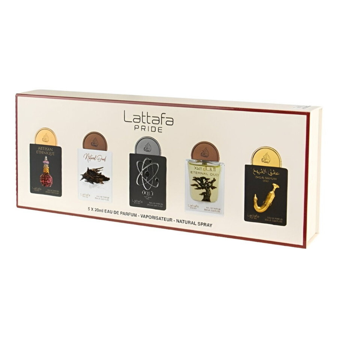 Set Lattafa: Artisan Ethnique, Eau De Parfum, For Women, 20 ml + Natural Oud, Eau De Parfum, For Women, 20 ml + Tharwah Silver, Eau De Parfum, For Women, 20 ml + Eternal Oud, Eau De Parfum, For Women, 20 ml + Shuyukh Gold, Eau De Parfum, For Women, 2