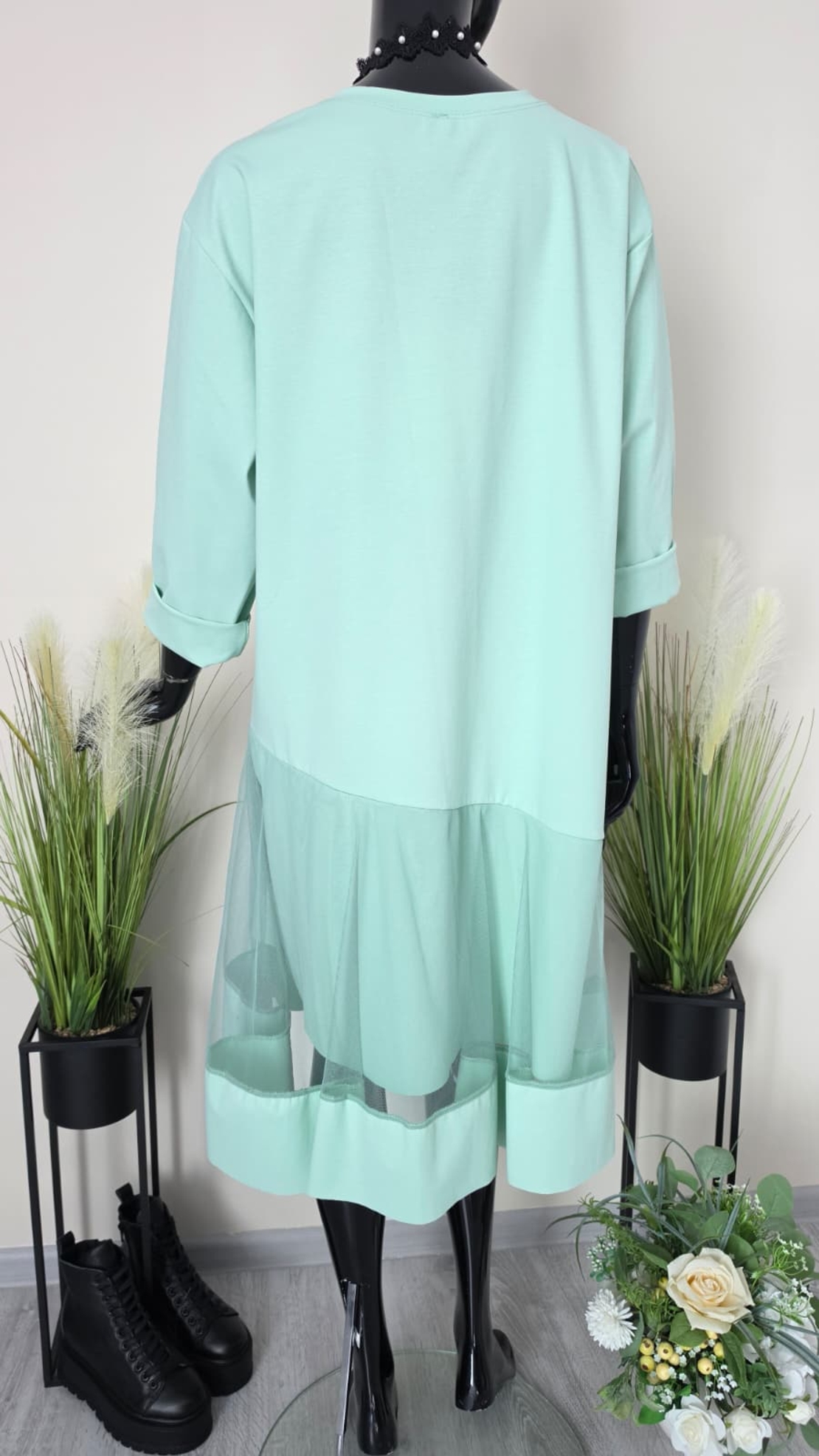 Rochie Midi Blossom-Verde Mentă