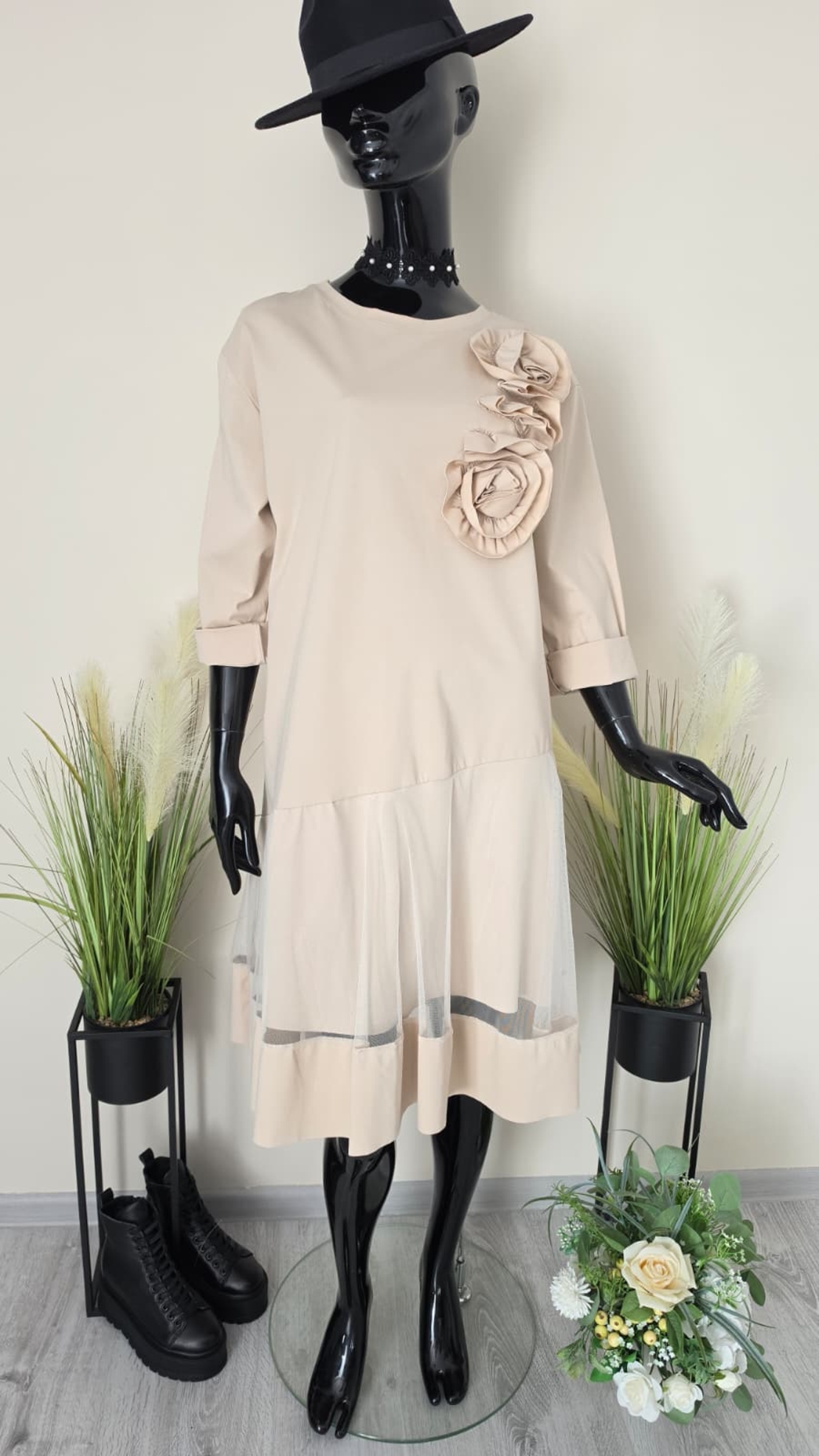 Rochie Midi Blossom-Bej