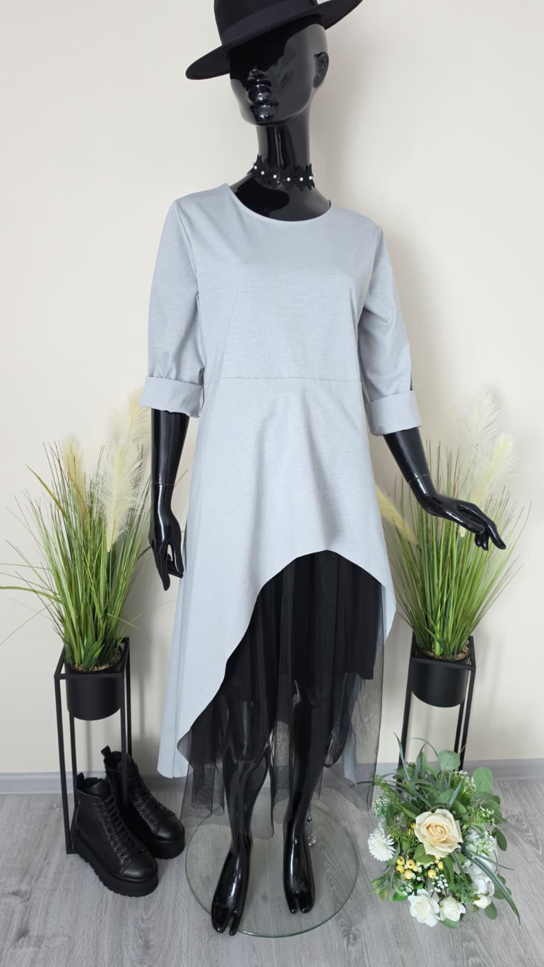 Rochie Asimetrică Rebel-Gri