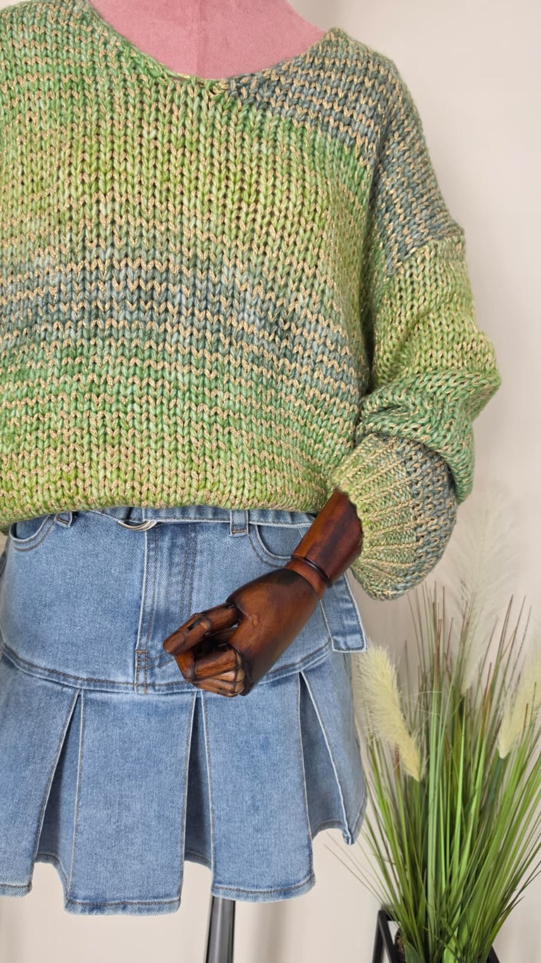 Pulover Cozy Boho-Verde