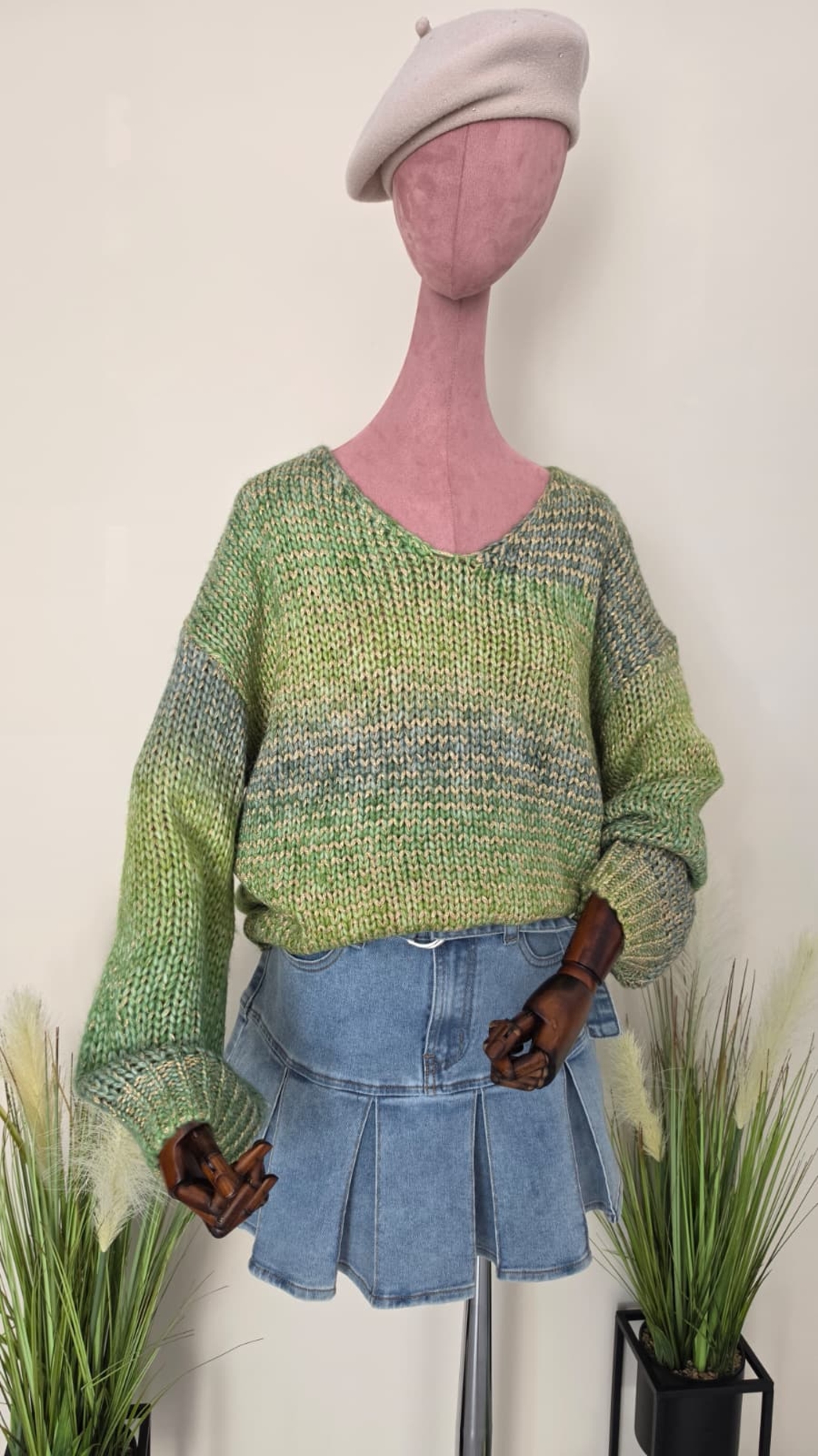 Pulover Cozy Boho-Verde